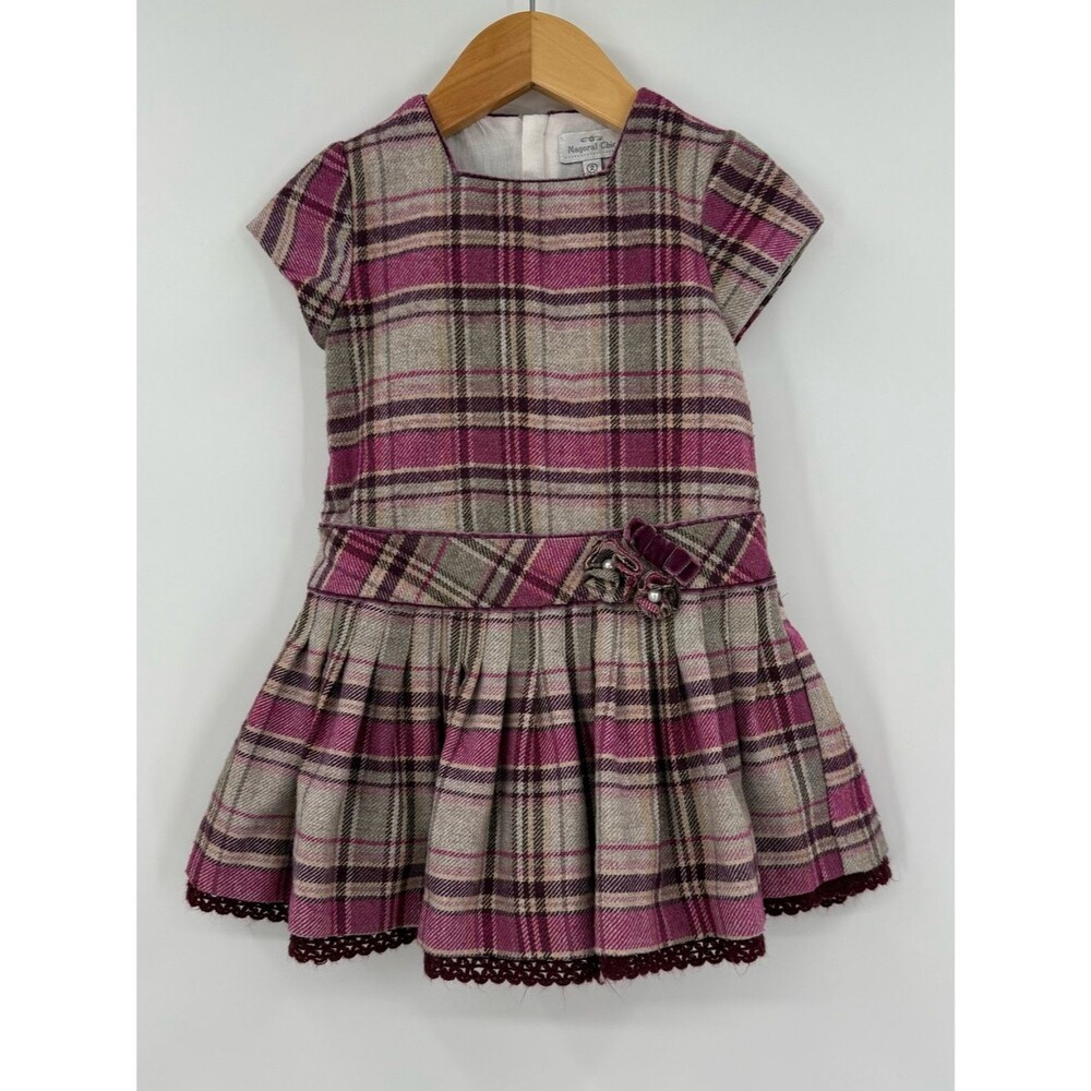 Mayoral Chic Plaid Wool Blend Drop Waist Dress | Multi | Girls 2
